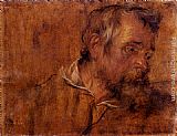 Sir Antony Van Dyck Famous Paintings - Profile Study Of A Bearded Old Man